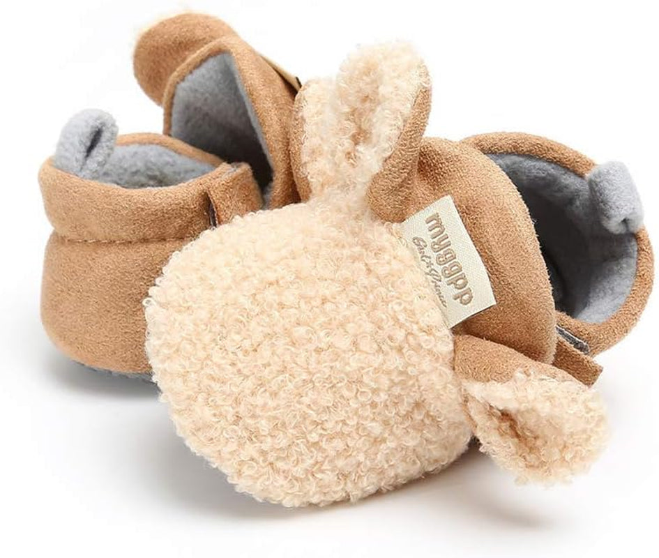 Newborn Baby Cozy Fleece Booties with Grippers Winter Slippers Socks Soft Sole Stay on Infant First Walker Crib Shoes