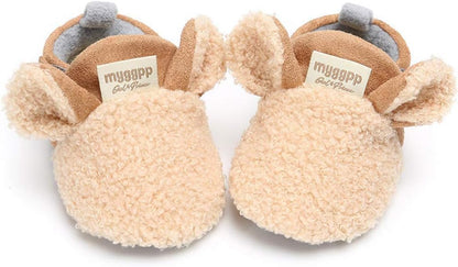 Newborn Baby Cozy Fleece Booties with Grippers Winter Slippers Socks Soft Sole Stay on Infant First Walker Crib Shoes