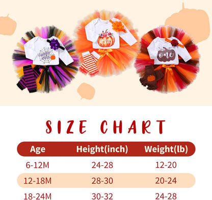 Baby Girl One 1St Birthday Pumpkin Outfits Set Romper Tulle Tutu Skirt Headband Leg Warmers 4Pcs Clothes