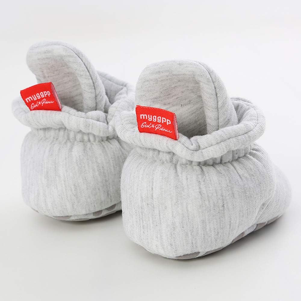 Baby Booties Newborn Boys Girls Fleece Boots Non Slip Grippers Stay on Slipper Socks Infant First Walker Winter Warm Crib Shoes