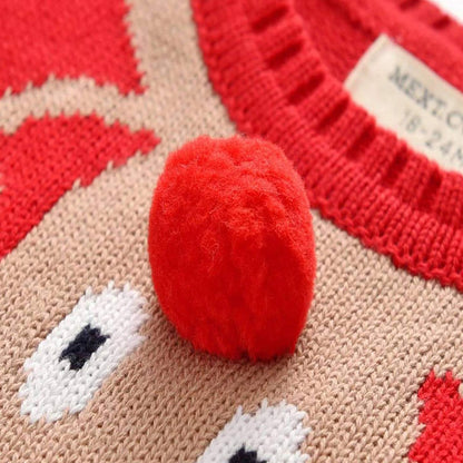 Toddler Baby Girl Boy Christmas Sweater Long Sleeve Warm Jacket Pullover Sweatshirt Coat Red Xmas Clothes